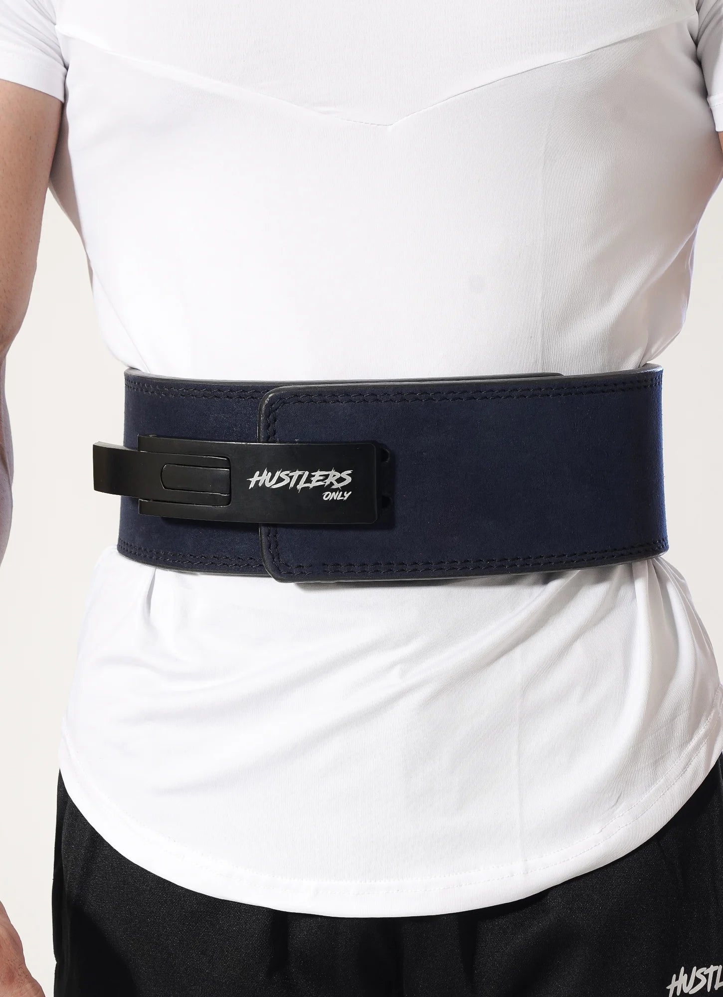 Suede Leather Lever Belt - Blue