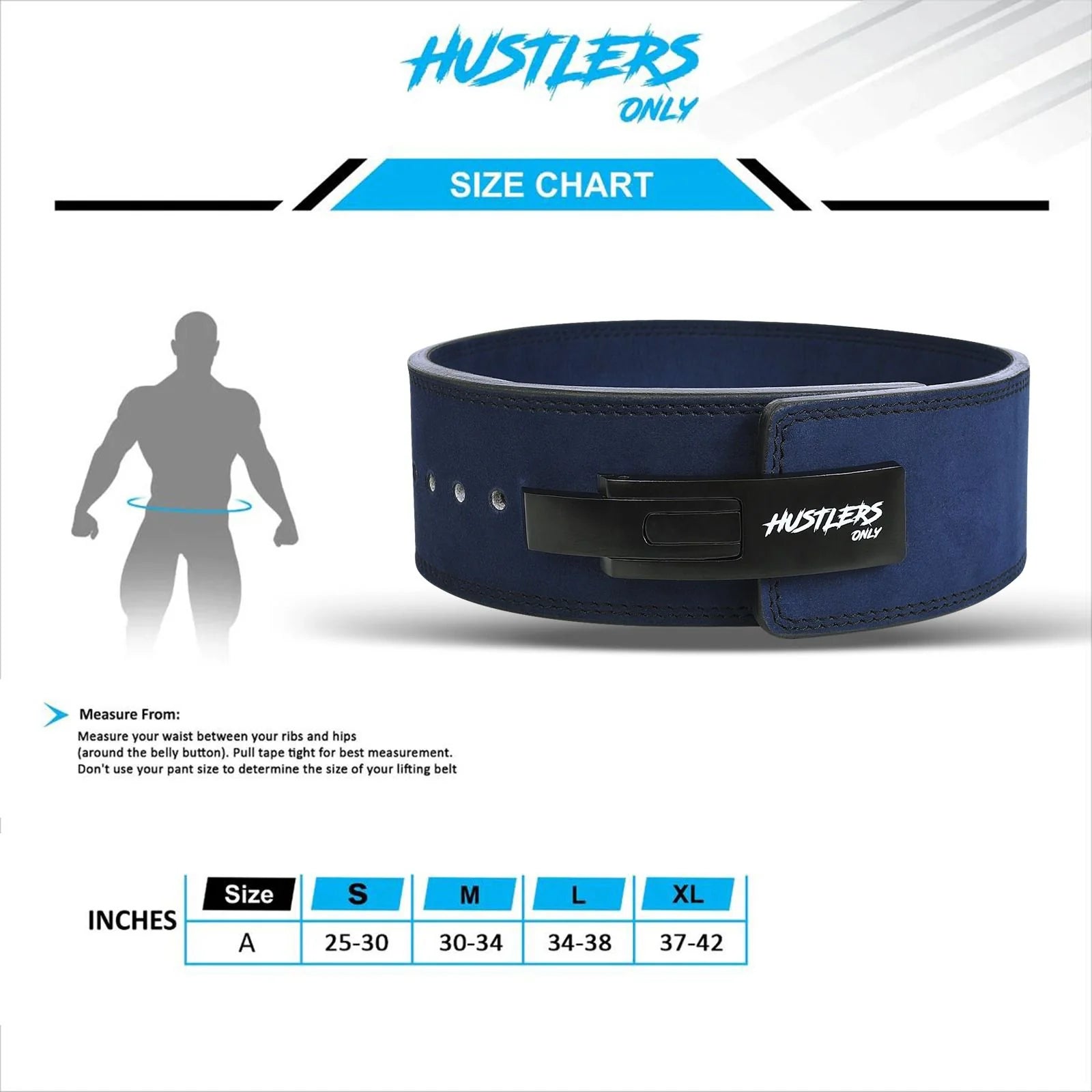 Suede Leather Lever Belt - Blue