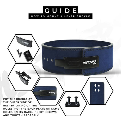 Suede Leather Lever Belt - Blue