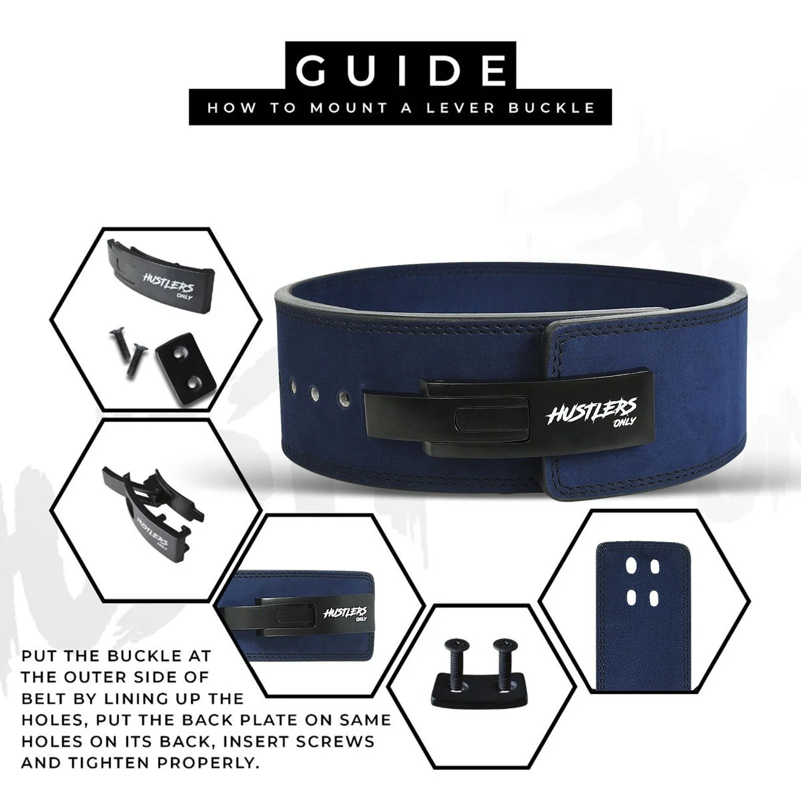 Suede Leather Lever Belt - Blue