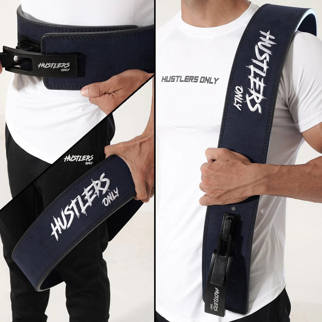 Suede Leather Lever Belt - Blue