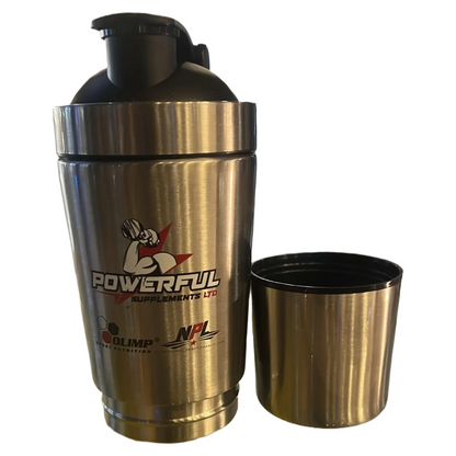 Stainless Steel Protein Shaker Bottle with Storage – 591 ml / 20 oz