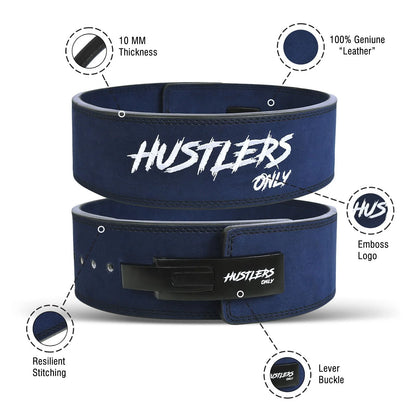 Suede Leather Lever Belt - Blue