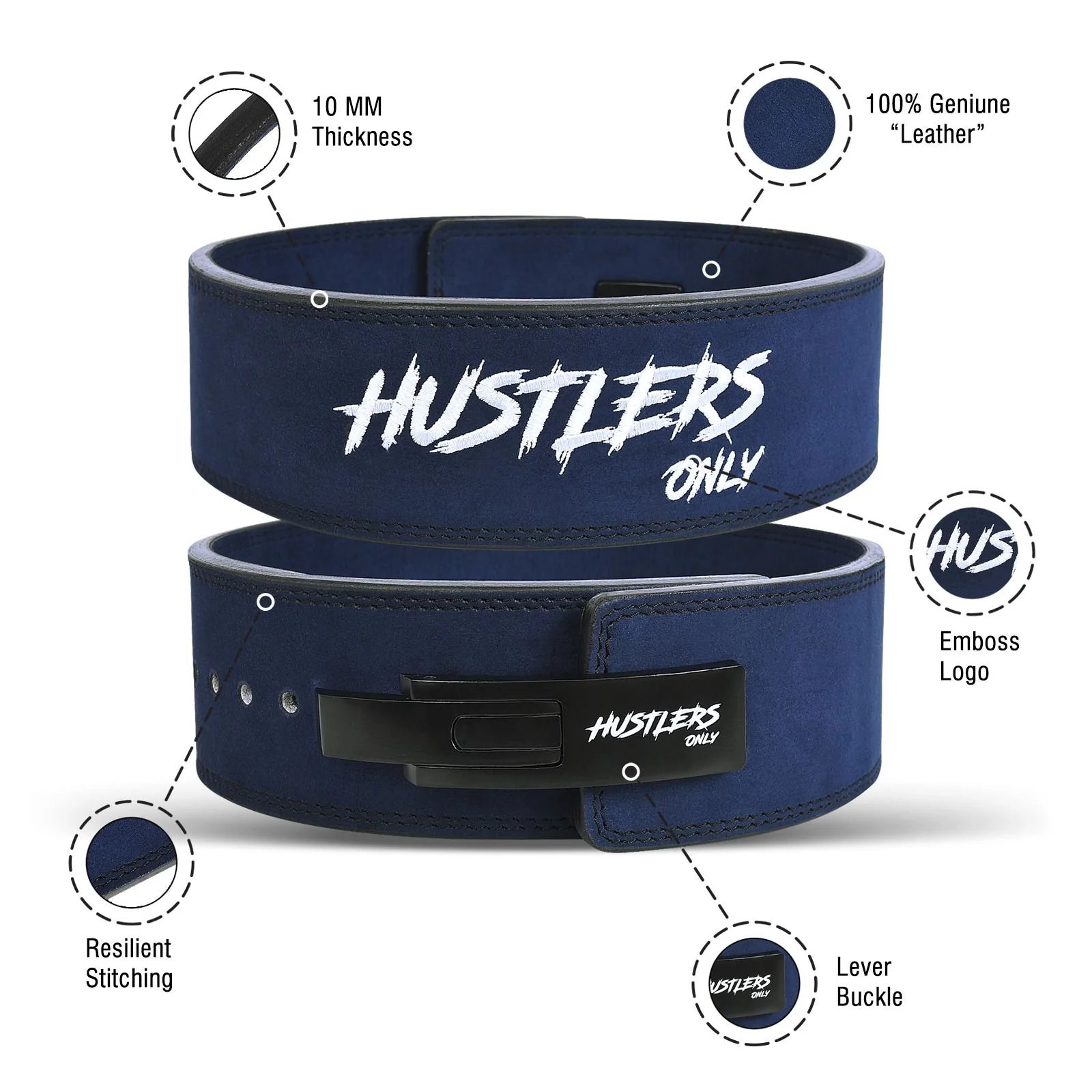 Suede Leather Lever Belt - Blue